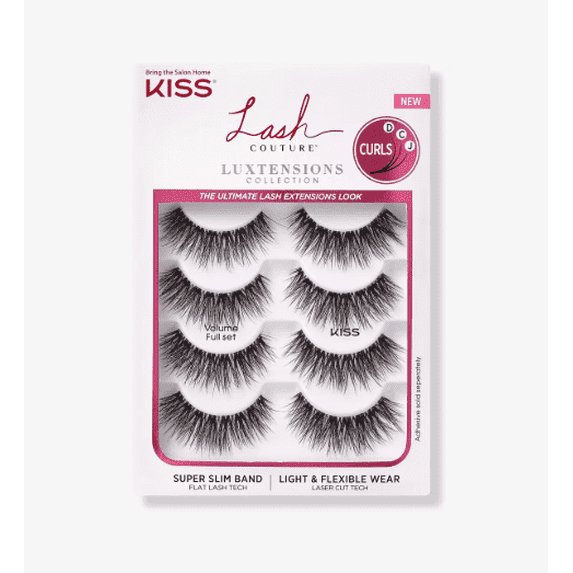 Kiss Lash Couture LuXtensions Collection Volume Full Set Multi-Pack, 4 Pairs