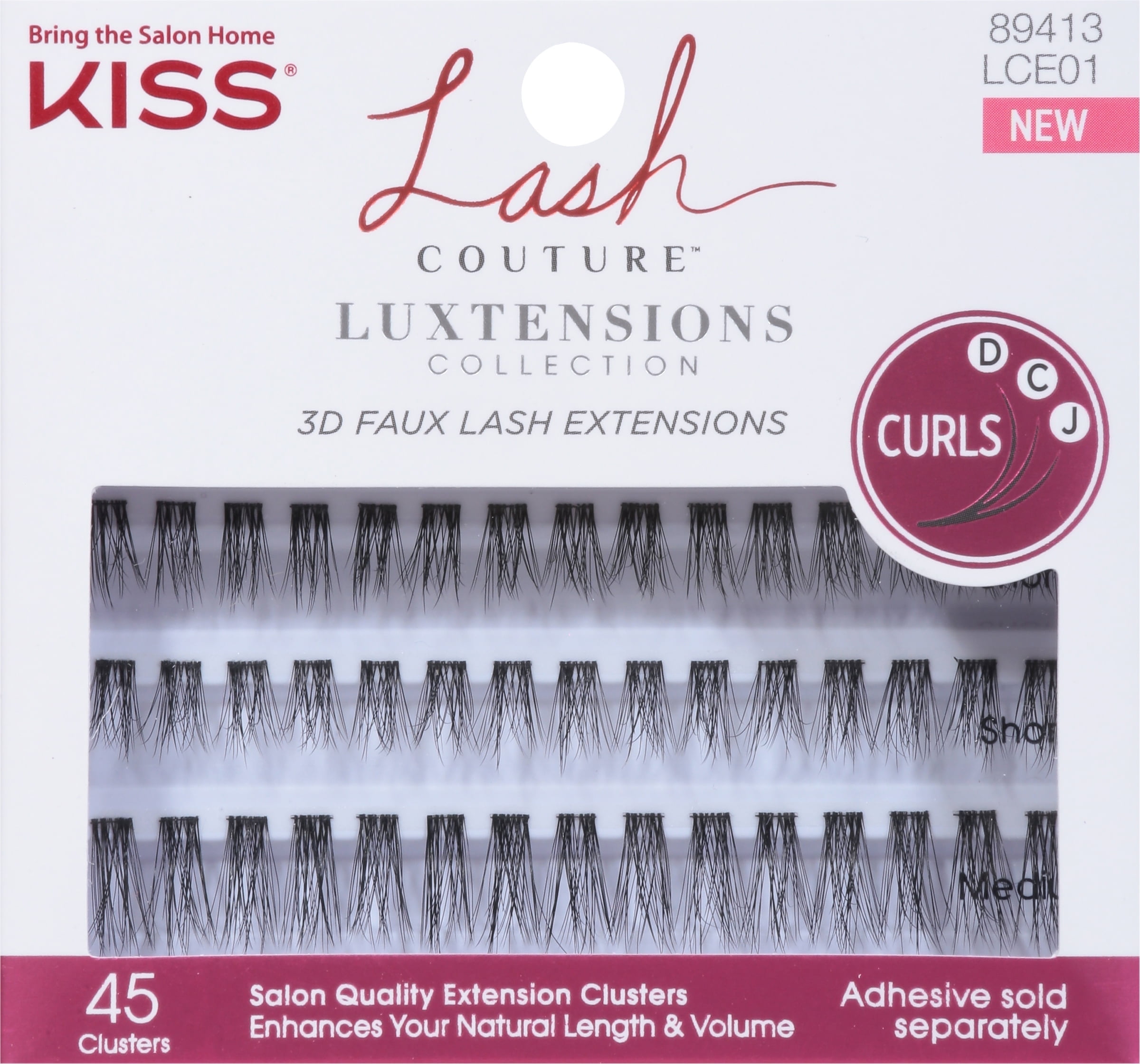 Kiss Lash Couture Luxtensions 45 Clusters Count Short Medium, 1 Ea