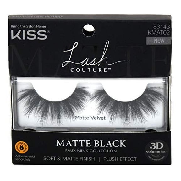 Kiss Lash Couture Matte Black Faux Mink 3D Matte Velvet (Pack of 6)