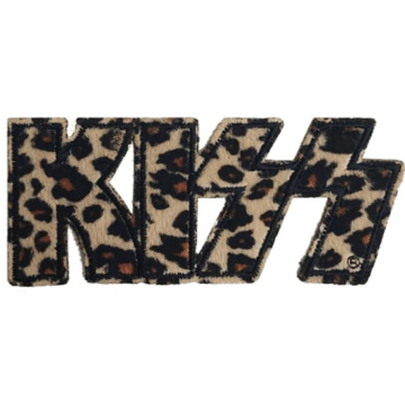 Kiss Leopard Logo - Embroidered Fuzzy Patch 5"x2"