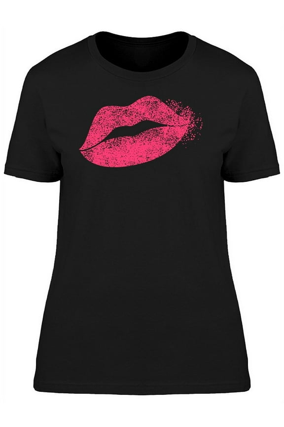 Kiss Lips Grunge Style Graphic Women T-Shirt, Female Medium