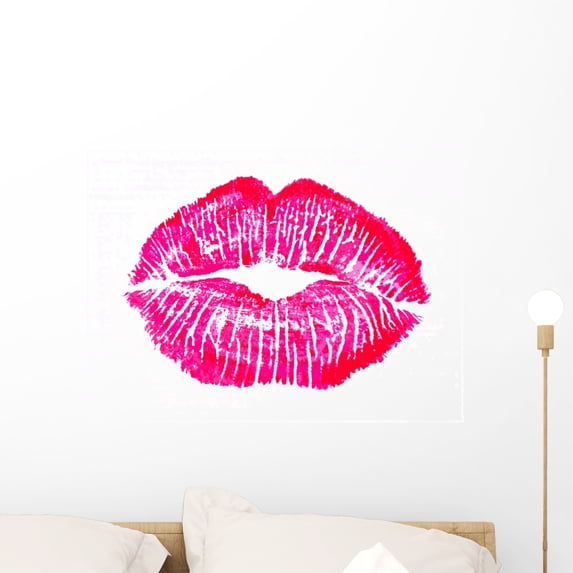 Kiss Lips Lip Print Wall Mural by Wallmonkeys Peel and Stick Graphic (24 in W x 17 in H) WM126463
