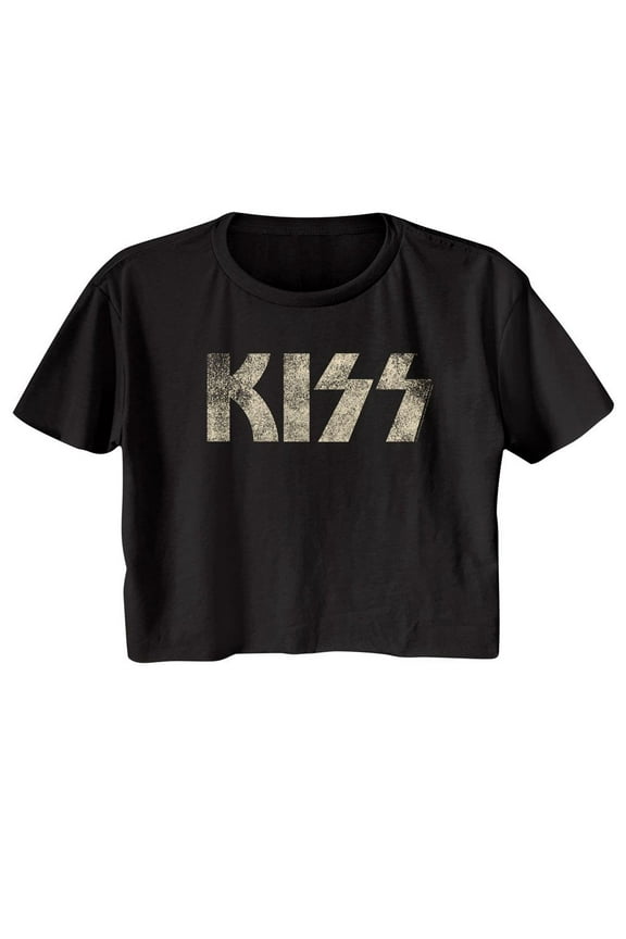 Kiss Logo Black Women's Festival Cali Crop T-Shirt