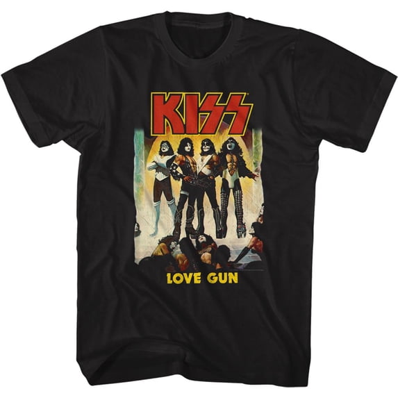 Kiss Love Gun Black Adult T-Shirt 4Xlt