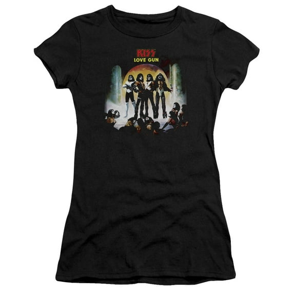 Kiss - Lover Gun Cover - Juniors Teen Girls Cap Sleeve Shirt - X-Large