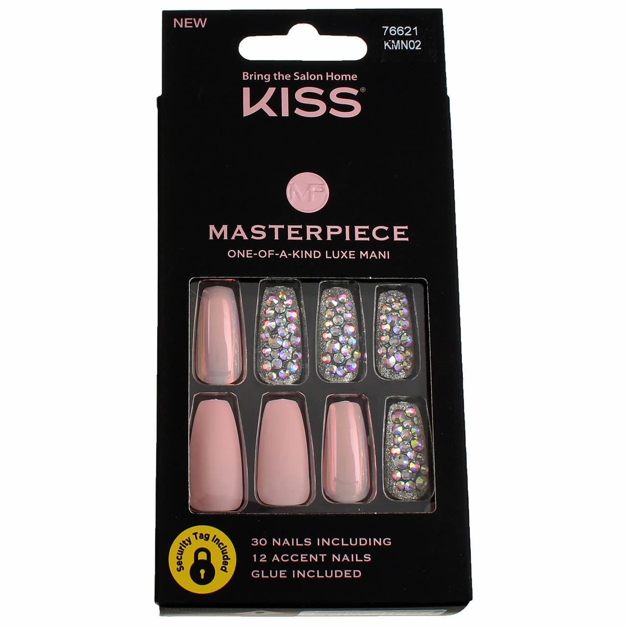Kiss Masterpiece One-Of-A-Kind Luxe Mani Kmn02 Everytime I Slay 30 Count Pink/Silver Glitter (Pack Of 2)