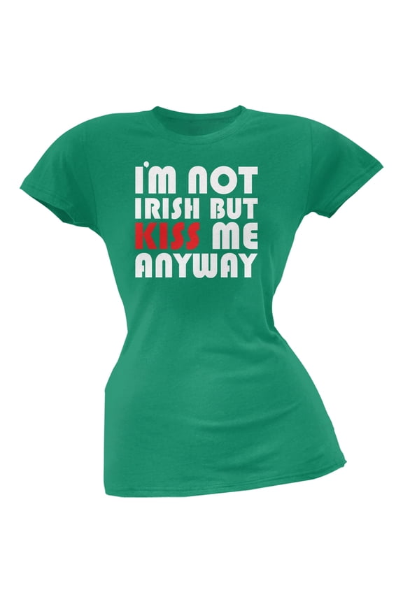 Kiss Me Anyway Green Soft Juniors T-Shirt - Small