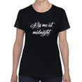 thumbnail image 1 of Kiss Me At Midnight Graphic Women Black T-Shirt, Female Medium, 1 of 4