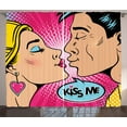 thumbnail image 1 of Ambesonne Kiss Me Curtains 2 Panel Set, Young Pop Art Couple, 108" x 96", Multicolor, 1 of 3