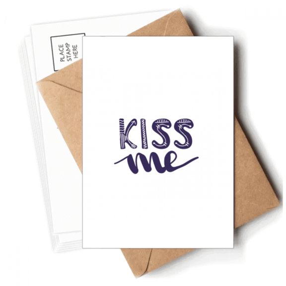 Kiss Me Cute Quote Handwrite Style Postcards Envelopes Blank Note Cards Mailing