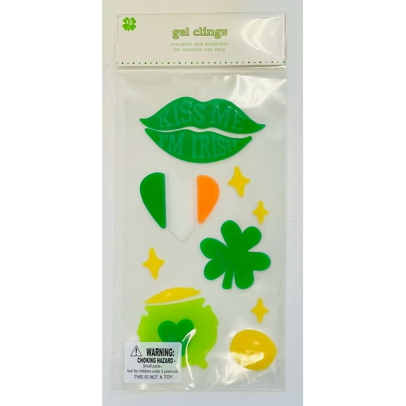 Kiss Me I'M Irish St Patrick'S Day Window Gel Sticker Cling Teacher Party School