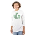 thumbnail image 1 of Kiss Me I'm Cute Saint Patricks Day Women's Long Sleeve T Shirt Brisco Brands X, 1 of 6