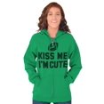 thumbnail image 1 of Kiss Me I'm Cute Saint Patricks Day Zip Hoodie Sweatshirt Women Brisco Brands 2X, 1 of 6