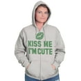 thumbnail image 1 of Kiss Me I'm Cute Saint Patricks Day Zip Hoodie Sweatshirt Women Brisco Brands S, 1 of 6