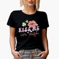 thumbnail image 1 of Kiss Me I'm Irish, Retro St. Patrick's Day Gift, Black T-Shirt, Medium, 1 of 5
