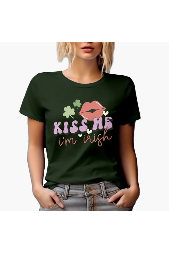 Kiss Me I'm Irish, Retro St. Patrick's Day Gift, Military Green T-Shirt, 3XL