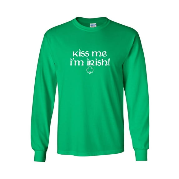 Kiss Me I'm Irish Sarcastic Novelty Gift Idea Adult Humor Funny Men's Long Sleeve Shirts