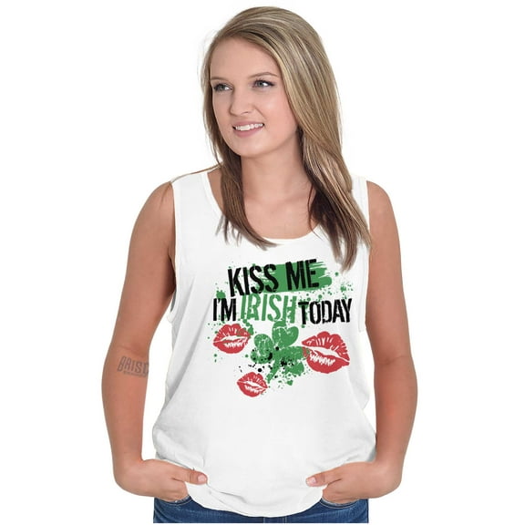 Kiss Me I'm Irish St Patrick's Day Tank Top Tee Shirt Women Brisco Brands X