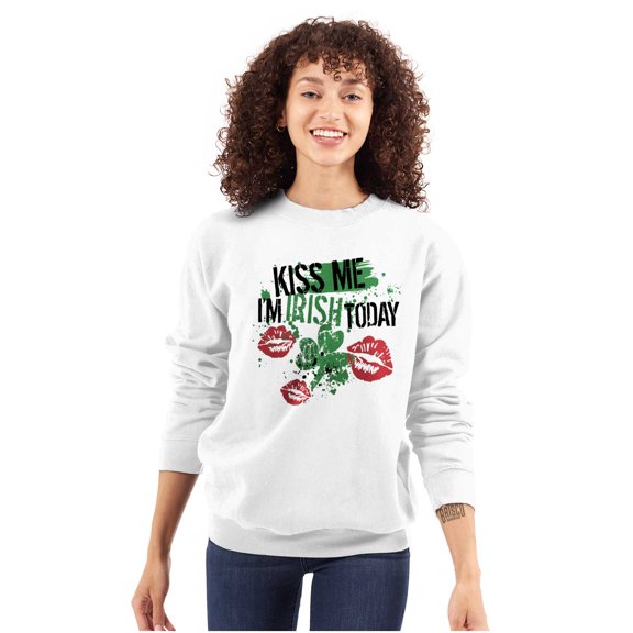 Kiss Me I'm Irish St Patrick's Day Women Crewneck Sweatshirt Brisco Brands X