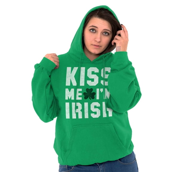 Kiss Me Im Irish Classic Saint Pattys Hoodie Sweatshirt Women Men Brisco Brands L