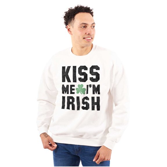 Kiss Me Im Irish Classic Saint Pattys Unisex Plus Fleece Graphic Sweatshirt Brisco Brands 3X