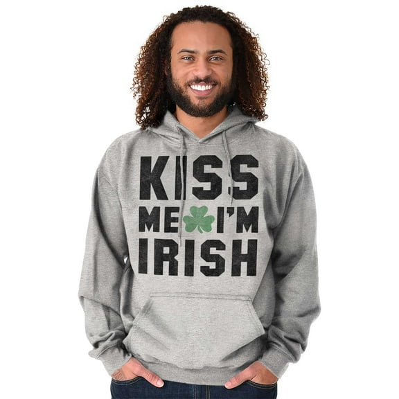 Kiss Me Im Irish Classic Saint Pattys Unisex Plus Fleece Graphic Hoodie Brisco Brands 3X