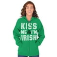 thumbnail image 1 of Kiss Me Im Irish Classic Saint Pattys Zip Up Hoodie Men's Women's Brisco Brands L, 1 of 6