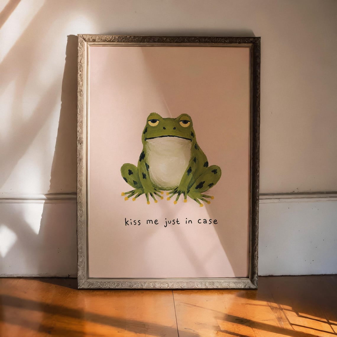 Printable Grumpy Kiss Me Just In Case Frog Wall Art Print, Grumpy Toad Decor - Walmart.com