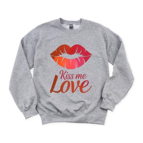 Kiss Me Love Red Lips Passion Romance Valentines Day Cute Sweatshirt, for men & women, up to size 5XL