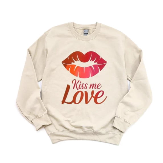 Kiss Me Love Red Lips Passion Romance Valentines Day Cute Sweatshirt, for men & women, up to size 5XL