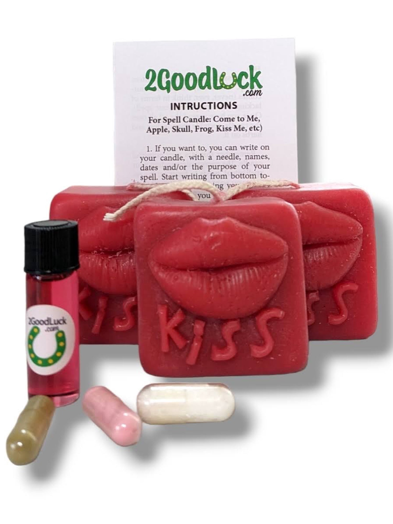 Kiss Me Now 3-Candle Spell Kit - Come to Me, Love, Romance, & Passion, Witchcraft, Pagan
