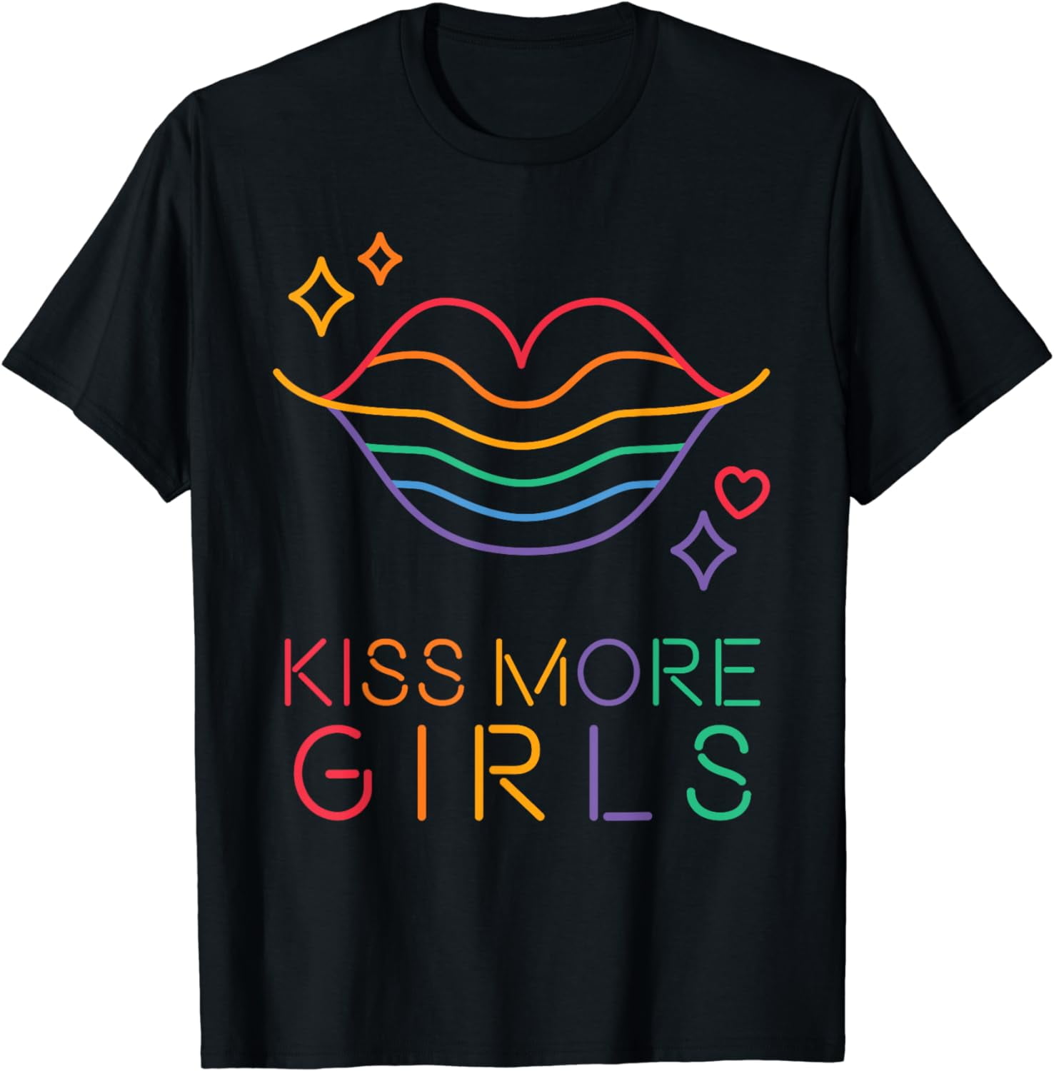 Kiss More Girls LGBT Cute Lesbian Vintage Lips Pride Month T-Shirt -  Walmart.com