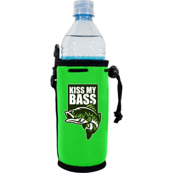 Kiss My Bass Water Bottle Coolie (Neon Green)