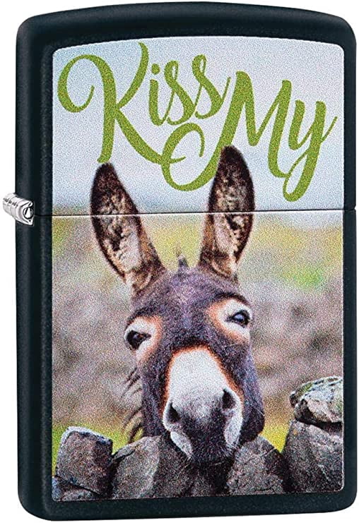 Custom Personalized Kiss My Donkey Design Windproof Lighter Free Engraving #29868