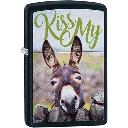 Custom Personalized Kiss My Donkey Design Windproof Lighter Free Engraving #29868