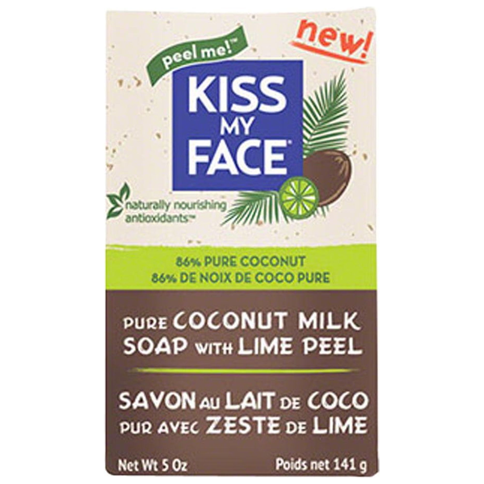 Kiss My Face Coconut Milk Bar Soap Lime Peel, 5oz