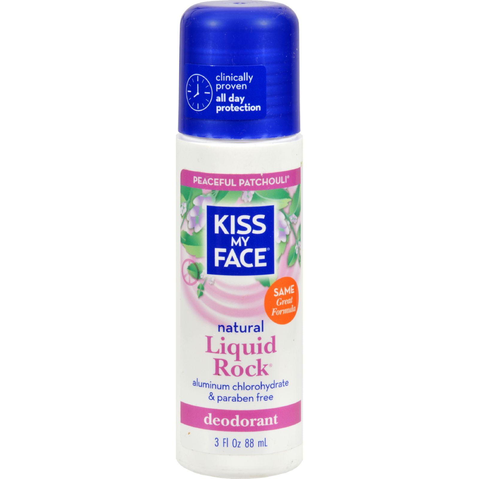 Kiss My Face Deodorant Liquid Rock Roll On, Peaceful Patchouli, 3oz, 3-Pack