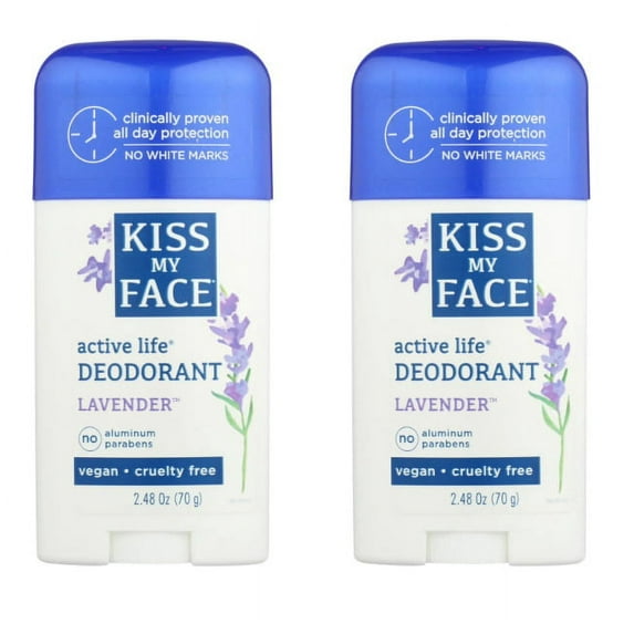 Kiss My Face Deodorant - Natural Active Life Deodorant Stick Aluminum Free Lavender - 2.48 oz.(pack of 2)