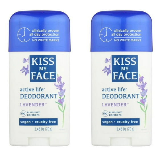 Kiss My Face Deodorant - Natural Active Life Deodorant Stick Aluminum Free Lavender - 2.48 oz.(pack of 2)