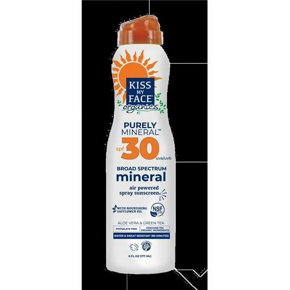 Kiss My Face HG2795599 6 fl oz SPF30 Broad Spectrum Mineral Sun Screen Spray
