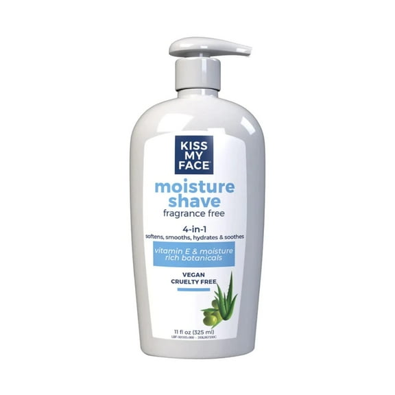 Kiss My Face Moisture Shave 11 Ounce Fragrance-Free 4-In-1 Pump, 11 Fl Oz (Pack Of 3).