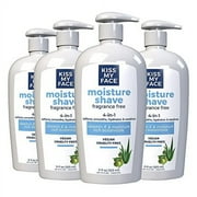 Kiss My Face Moisture Shave Cream, Fragrance Free Shaving Cream For Men And Women, 11 Oz Pump Bottle, 4 Pack Packaging May Vary.