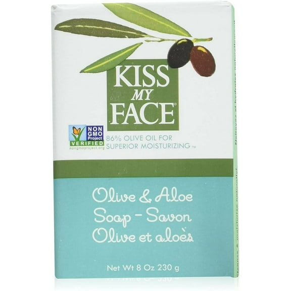 Kiss My Face Natural Moisturizing Bar Soap w/ Olive & Aloe, 8oz, 2-Pack