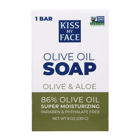 Kiss My Face Olive Oil Moisturizing Bar Soap w/ Olive & Aloe, 8 oz, 6-Pack