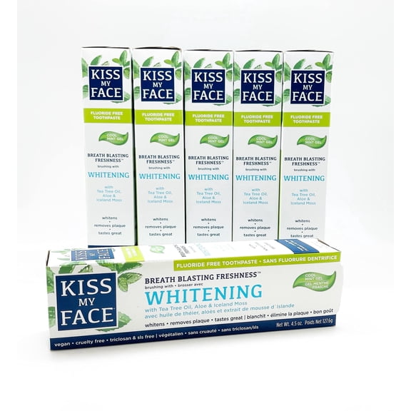 Kiss My Face Toothpaste JMS2 Whitening Cool Mint 4.5 Ounce (Flouride-Free) (133ml) (6 Pack)