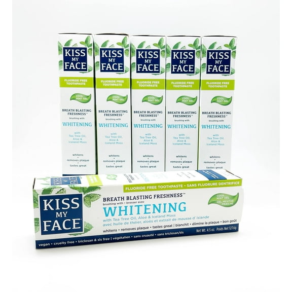 Kiss My Face Toothpaste JMS2 Whitening Cool Mint 4.5 Ounce (Flouride-Free) (133ml) (6 Pack)
