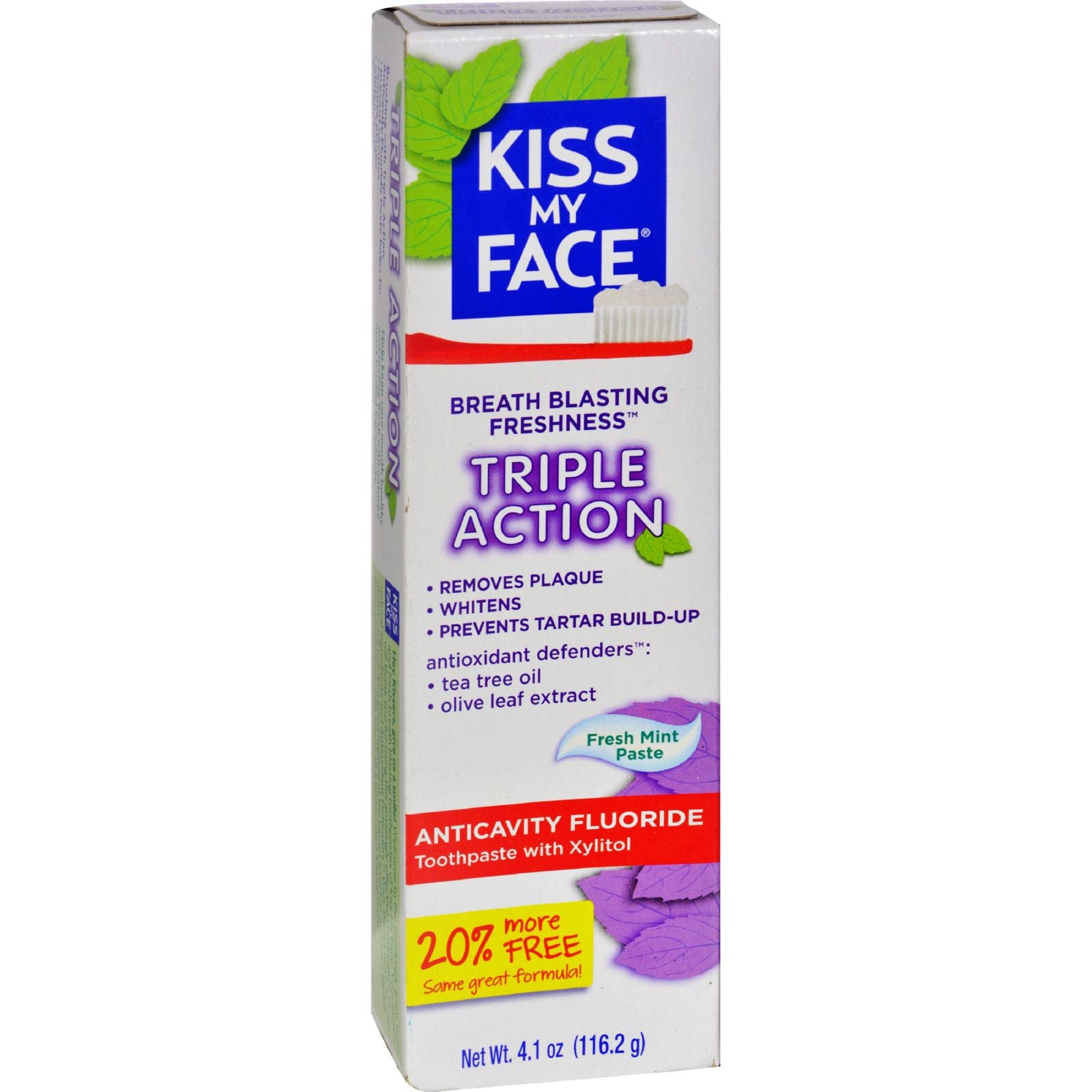Kiss My Face Oral Care Triple Action Anticavity Fluoride Fresh Mint