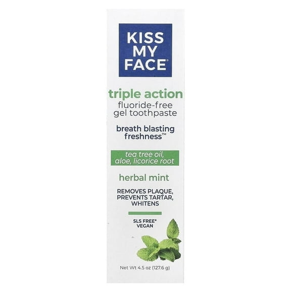 Kiss My Face Triple Action Toothpaste Herbal Mint Gel -- 4.5 oz