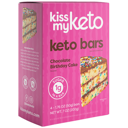 Kiss My Keto Chocolate Birthday Cake Bar, 4 Count