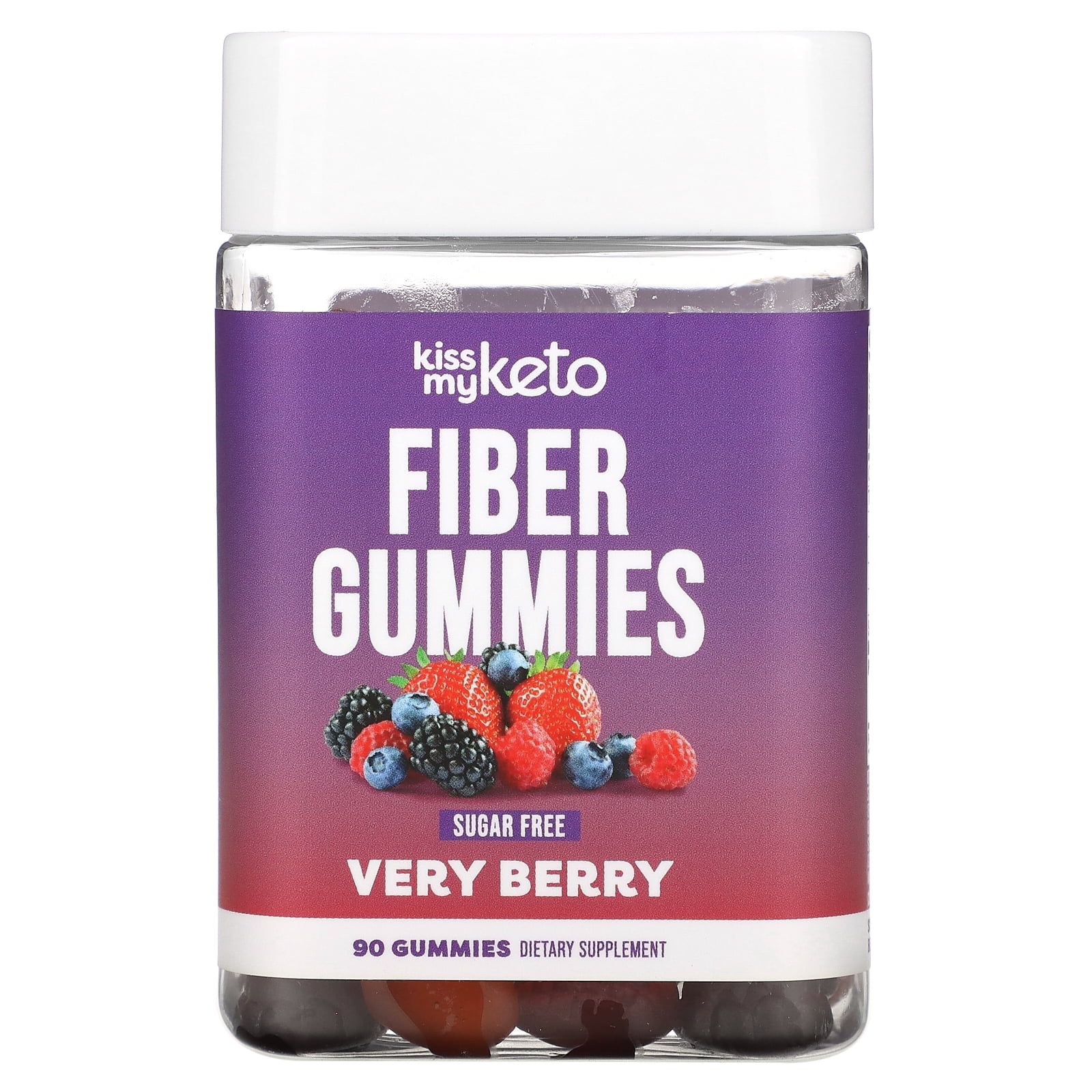 Kiss My Keto Fiber Gummies for Adults Sugar Free Delicious Berry Flavored Fiber Supplement